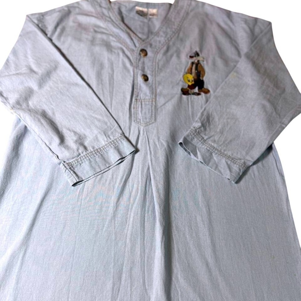 Vintage 90s Looney Tunes Tweety Sylvester Embroidered Shirt L/XL